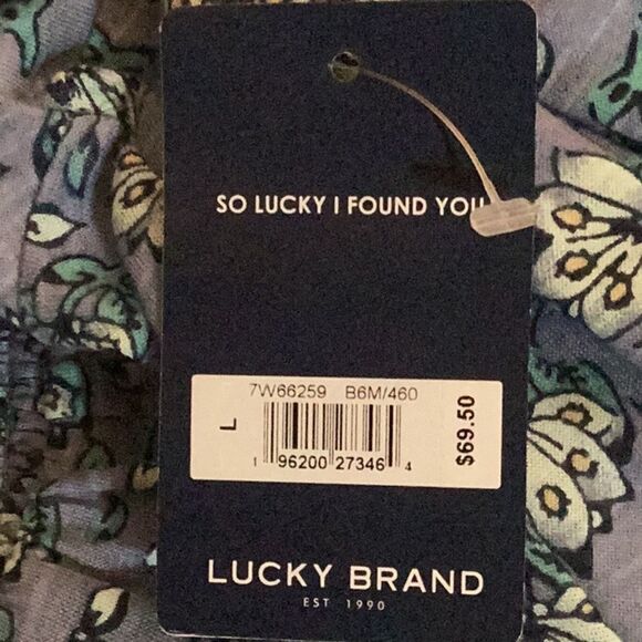 LUCKY BRAND NWT OFF THE SHOULDER TOP BLOUSE SHORT BALLOON SLEEVES FLORAL PRINT - Picture 8 of 8